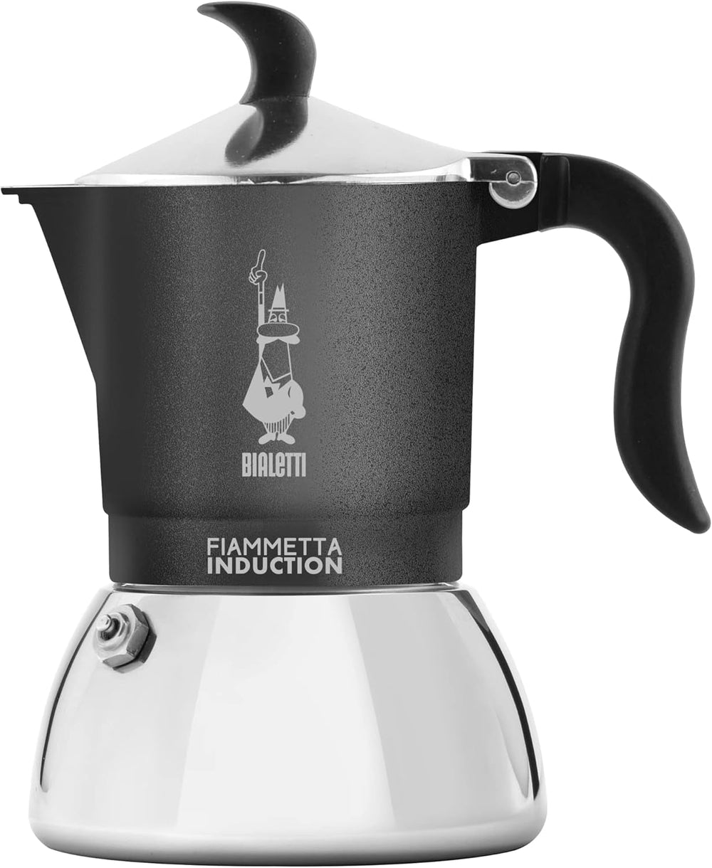 Aparat de cafea cu inducție Bialetti Fiammetta, 2 căni (100 ml), potrivit pentru toate tipurile de plite, design elegant, negru
