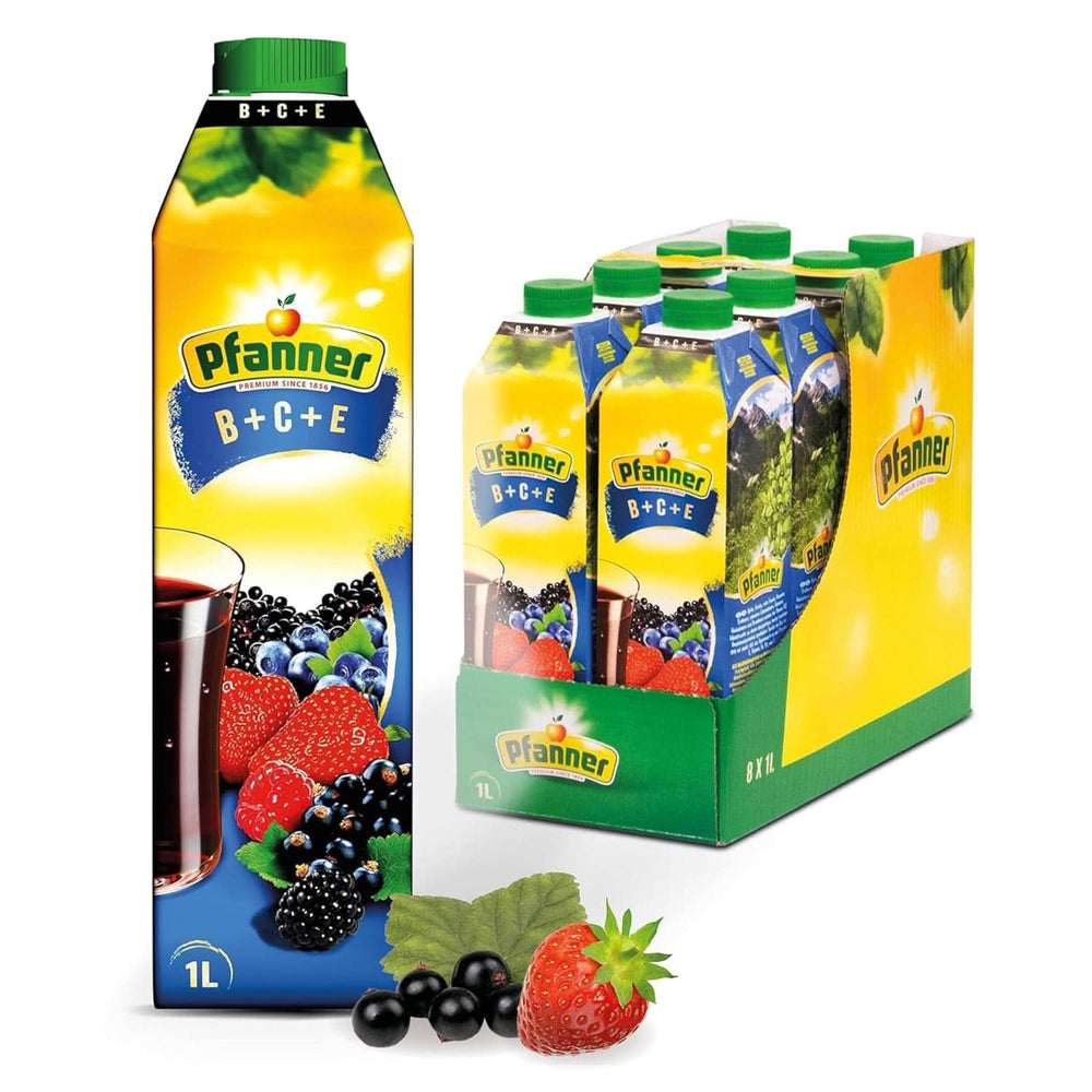 Pfanner Jordbærfrugtnektar (8 X 1 liter) - 30 % frugtindhold - Jordbærdrik