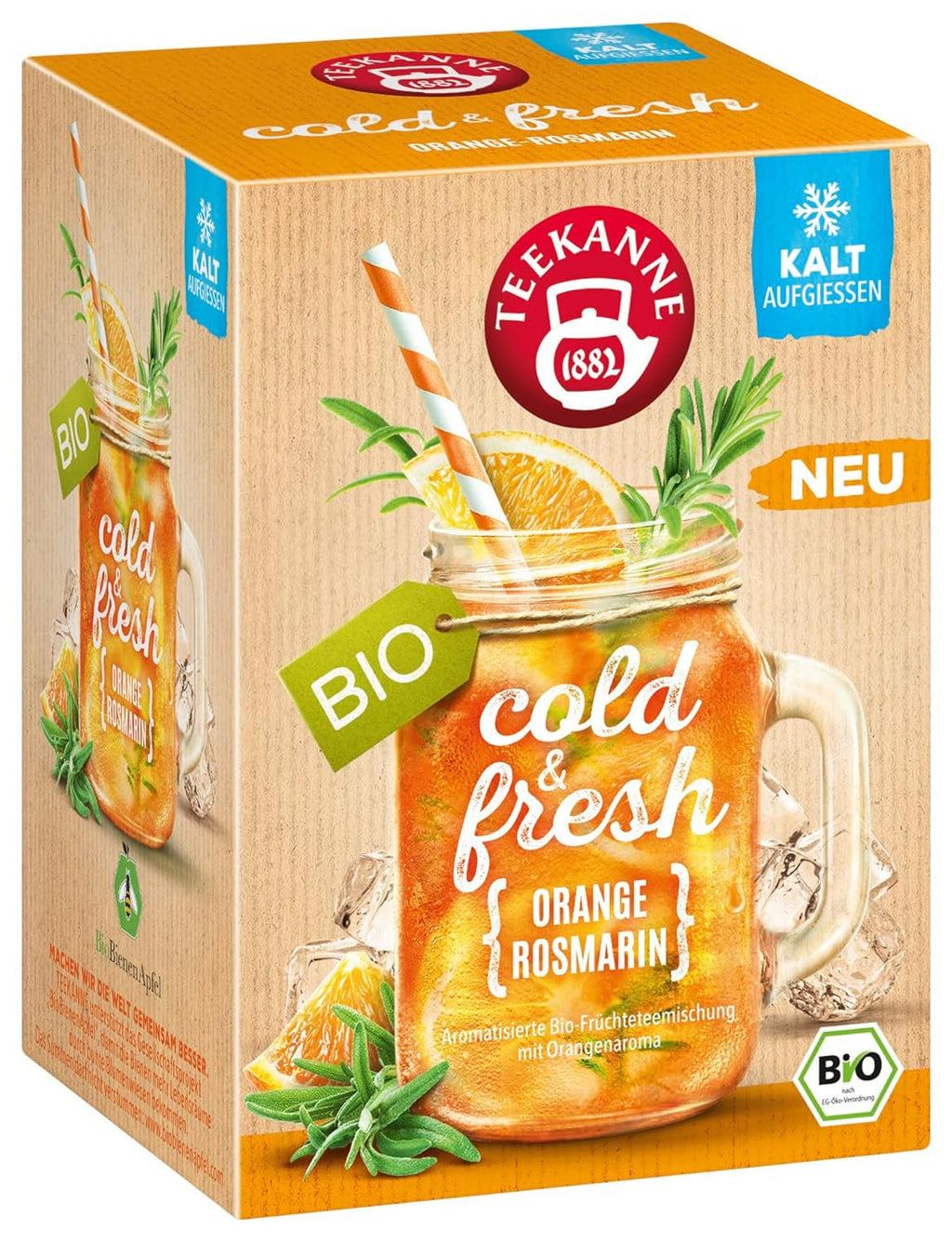 Teekanne Cold &amp; Fresh BIO 4Er Mix - Cu noile sortimente lămâie-mentă, piersică-maracuja, portocală-rozmarin, grapefruit-mentă-ghimbir (4 X 45G)