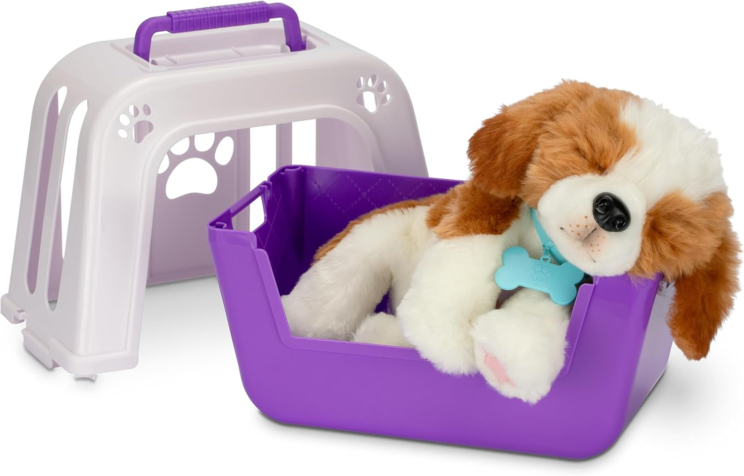 Little Live Pets My Really Real Puppy – Petice; Cățeluș interactiv; peste 60 de sunete/reacții; aspect realist; 1 din 72 de variante; set de joacă cu geantă de transport; baterii incluse; vârste 5+