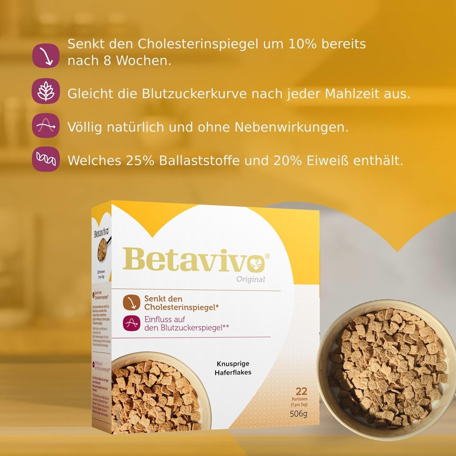 Fulgi crocanți de ovăz - Conține beta-glucan din ovăz pentru a susține scăderea colesterolului și a nivelului de zahăr din sânge - 506g