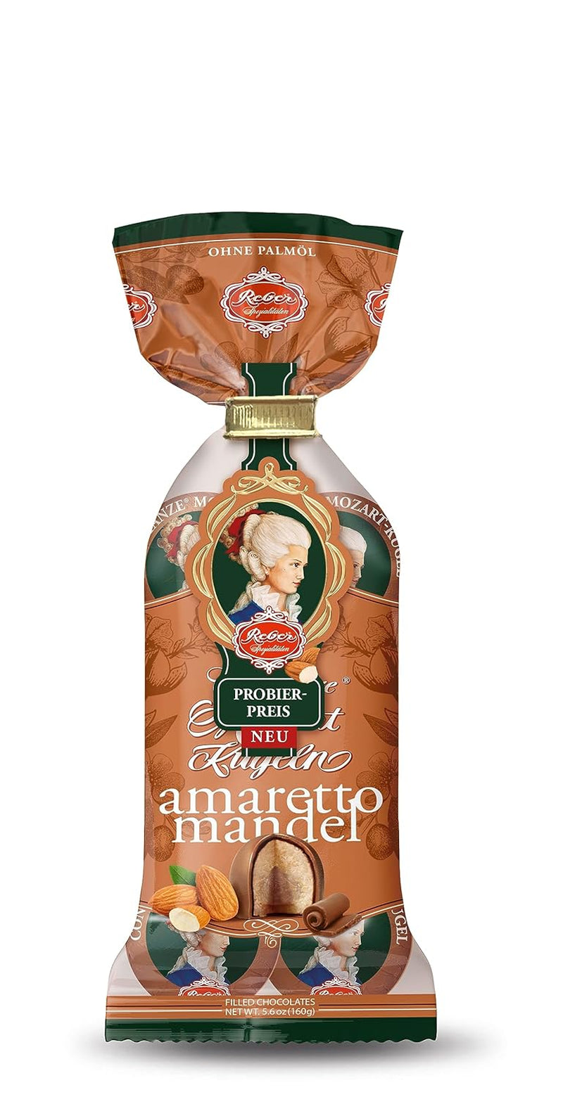 Reber Mozart kugler med mørk chokolade, pakke med 6 med marcipan og nougat, vegansk - 1 x 120 g