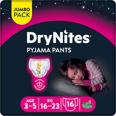 Huggies DryNites Nattøj til piger, 3-5 år (16-23 kg), 2 x 16 stk.