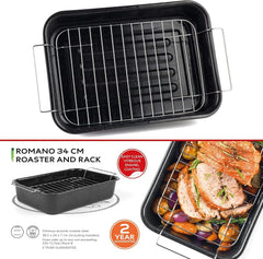 Russell Hobbs CW9161 Romano 34Cm Emalje Bräter - Mit Gitter, Rechteckige Auflaufform Mit Rost, Spülmaschinenfest Ofenform, Grill Auflaufform, Bratform Für Backofen Ofenbeständig Bis 230 Degree Forme og bakker til bagning Naty Shop