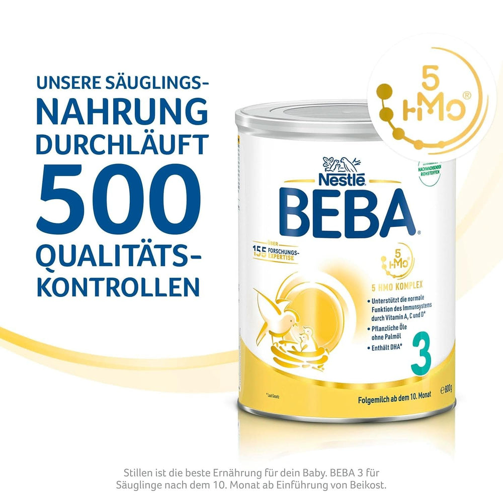 Nestle BEBA 2 Opfølgende mælkepulver efter 6 måneder, med kompleks 5 HMO, kun laktose, uden palmeolie, pakke med 3 (3 X 800G) Mor og barn Naty Shop