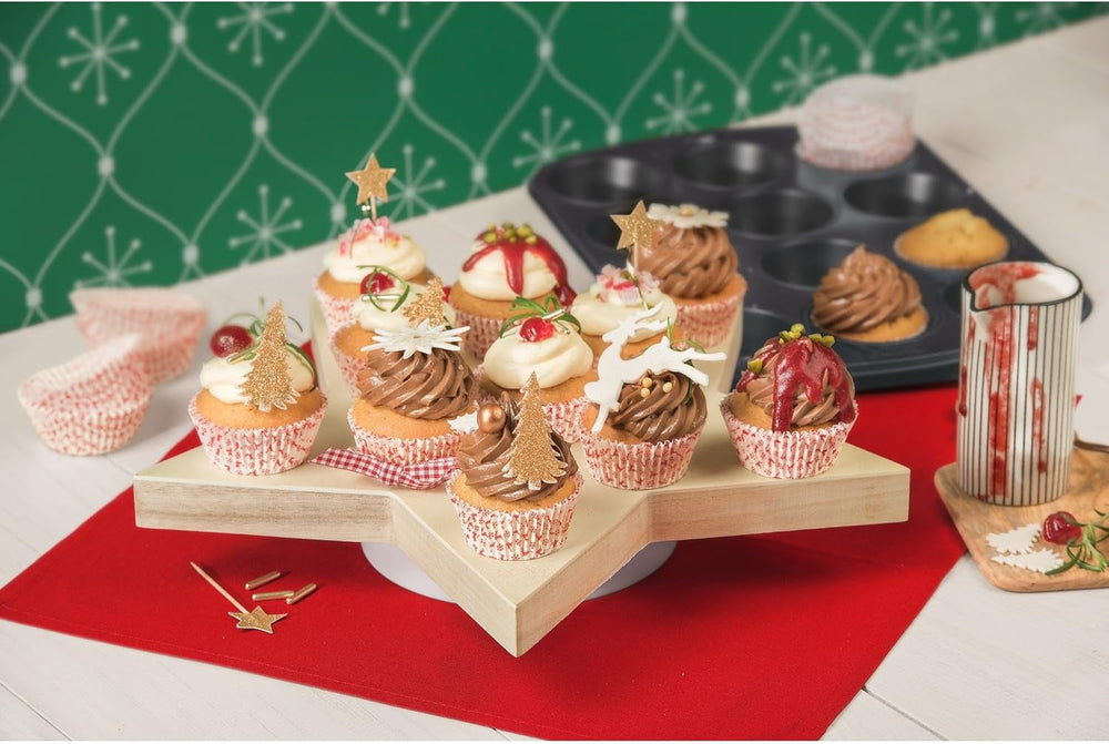 Original Kaiser Inspiration Muffinform-Set 2-Teilig, Muffinblech Mit Xmas Papierbackförmchen Für 12 Muffins, 38 X 27 Cm, Cupcake Form Antihaftbeschichte, Schwarz Forme og bageplader Naty Shop