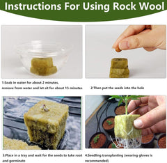 50 stk Mineraluldsdyrkningsmåtte, Mineraluldsterning, Mineraluldsisolering, Mineraluldsdyrkningsmåtte med saks og handsker til jordfri dyrkning, hydroponi og transplantation