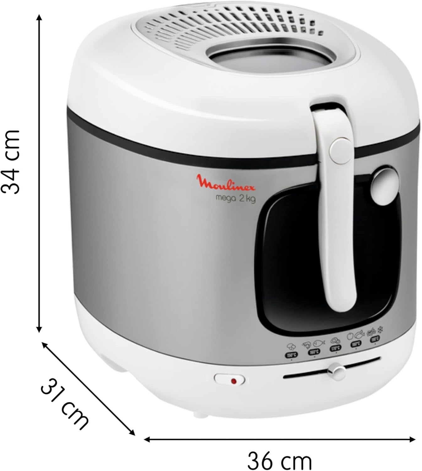 Frituregryde AM4800 Mega 2Kg, oliefrituregryde, lugtfilter, 1800 W Hvidevarer Naty Shop