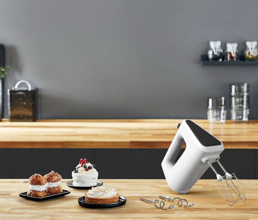 Krups GN4001 3 Mix 4000 Håndmixer | 450 watt | Robust design | Variabel hastighedsregulator | Turbo-Und Auswurf-Funktion | Inkl. 2 Rührbesen Und 2 Knethaken | Weiß/Grau Kitchen Naty Shop