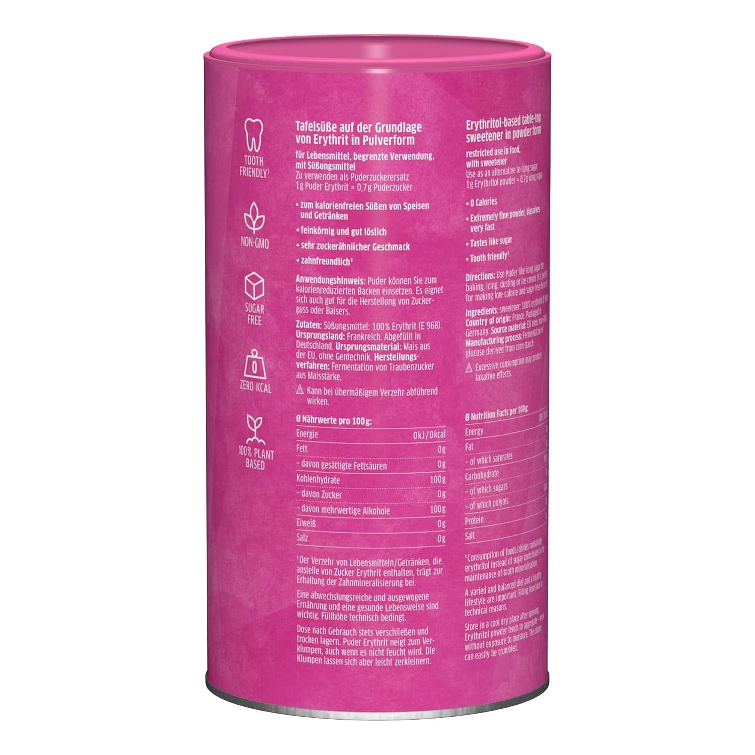 Xucker pulveriseret sukker Erythritol - Kaloriefri sukkererstatning, 600 gram Sweeteners Naty Shop