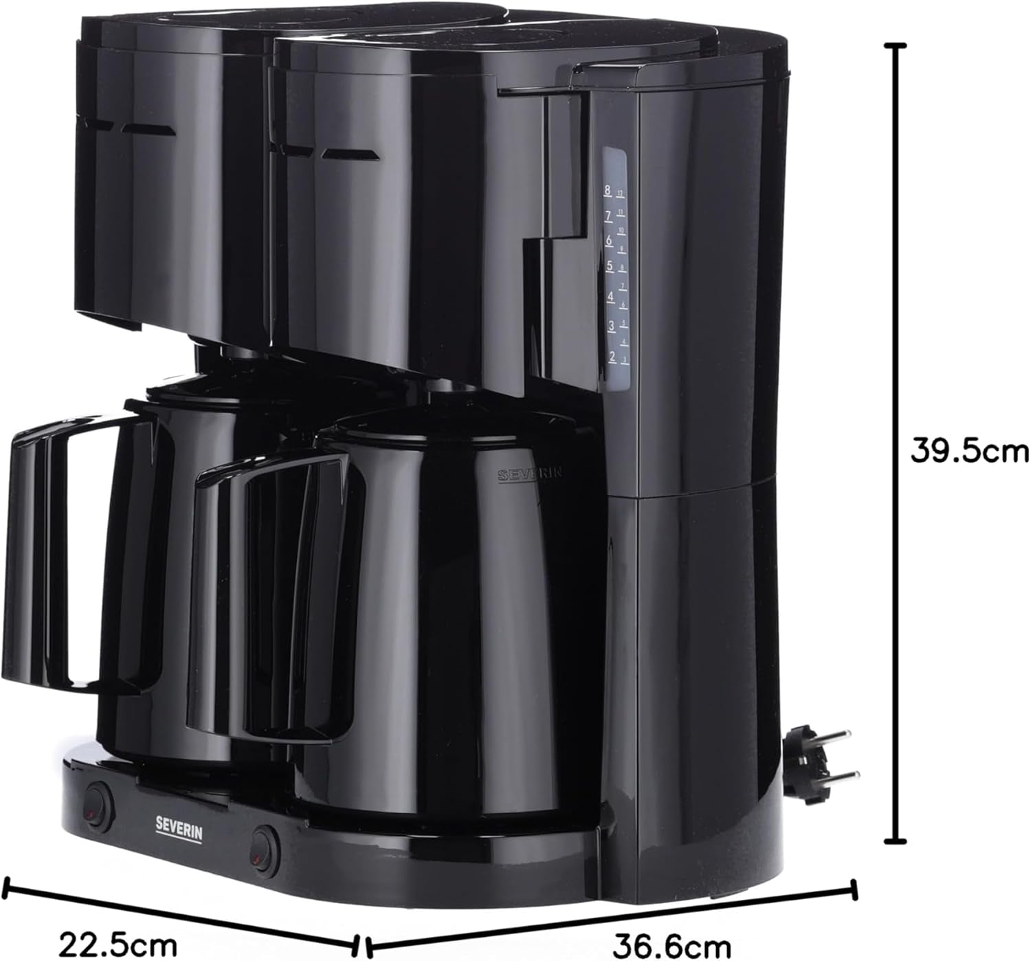 Aparat de cafea cu filtru SEVERIN Duo cu carafă termică, aparat de cafea pentru până la 16 cești, aparat de filtrare atractiv cu 2 carafe izolate, negru, KA 9315