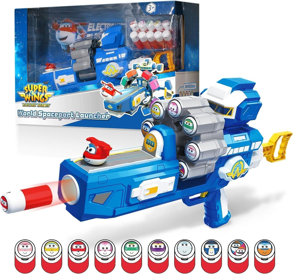 Super Wings Transformation Plane Supercharged Traver, ca. 12,7 Cm Stor børnelegefigur legetøjsflyvemaskine og robotfigur til drenge og piger over 3 år Sølv actionfigurer Naty Shop legetøjspistol