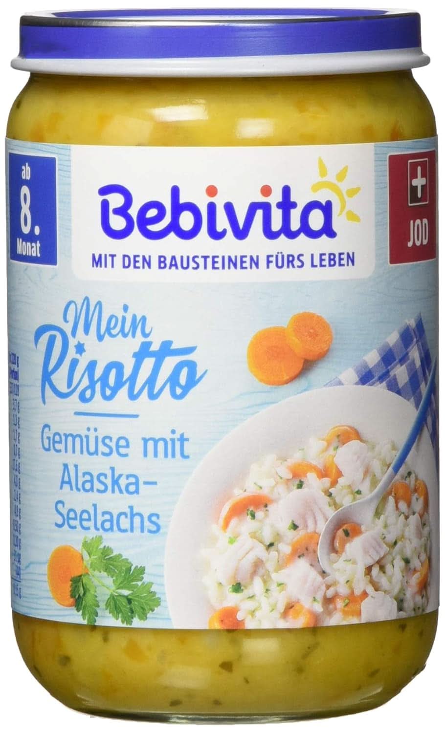 Menuer Fra 8 måneder Spaghetti Bolognese, pakke med 6 (6 x 220 gram), medium Mor og barn Naty Shop 6 x 220 gram Risotto med grøntsager og alaskasej