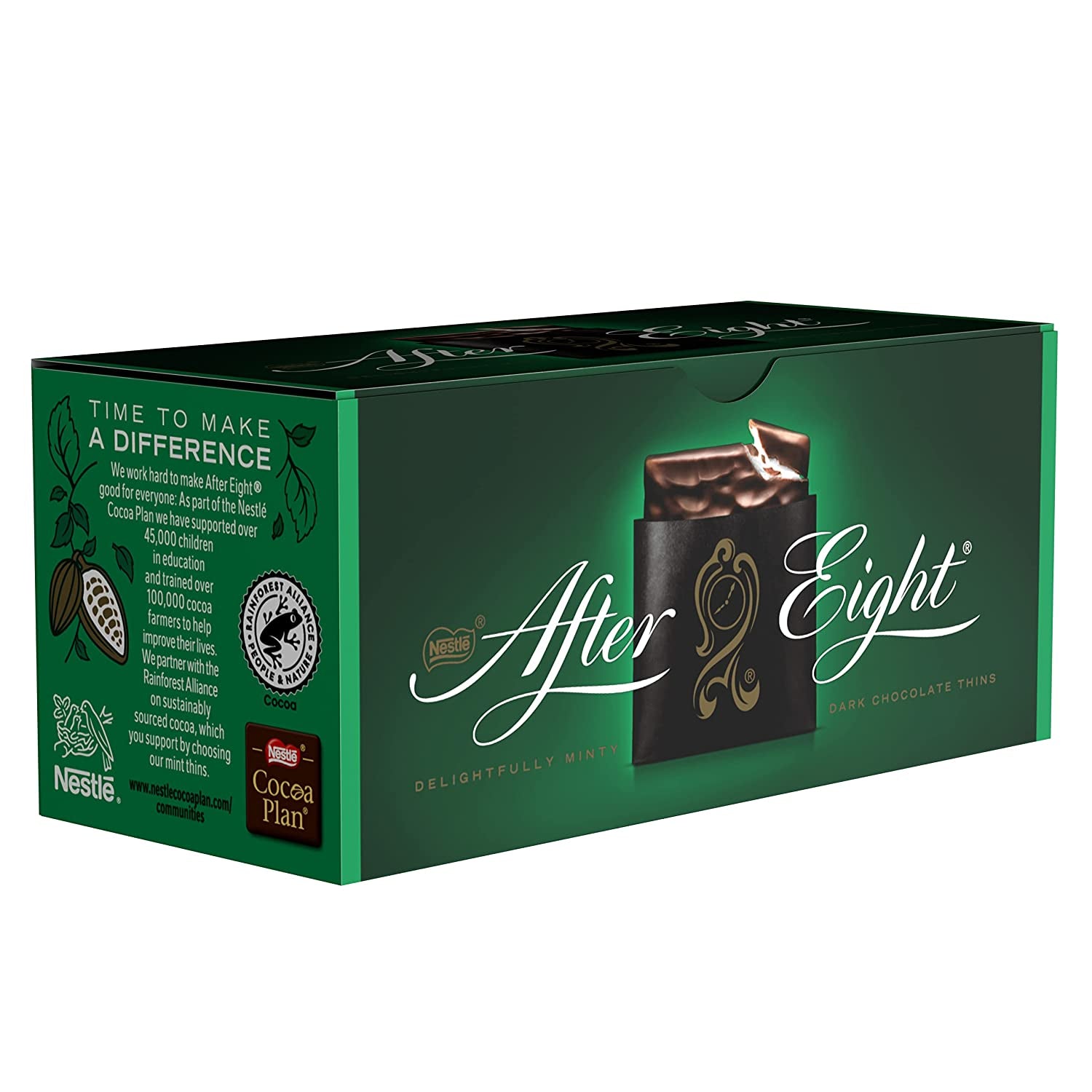 NESTLÉ AFTER EIGHT Tynde mørke chokoladefirkanter med myntecremefyld til feinschmeckere Pakke med 5 (1 x 200 g)