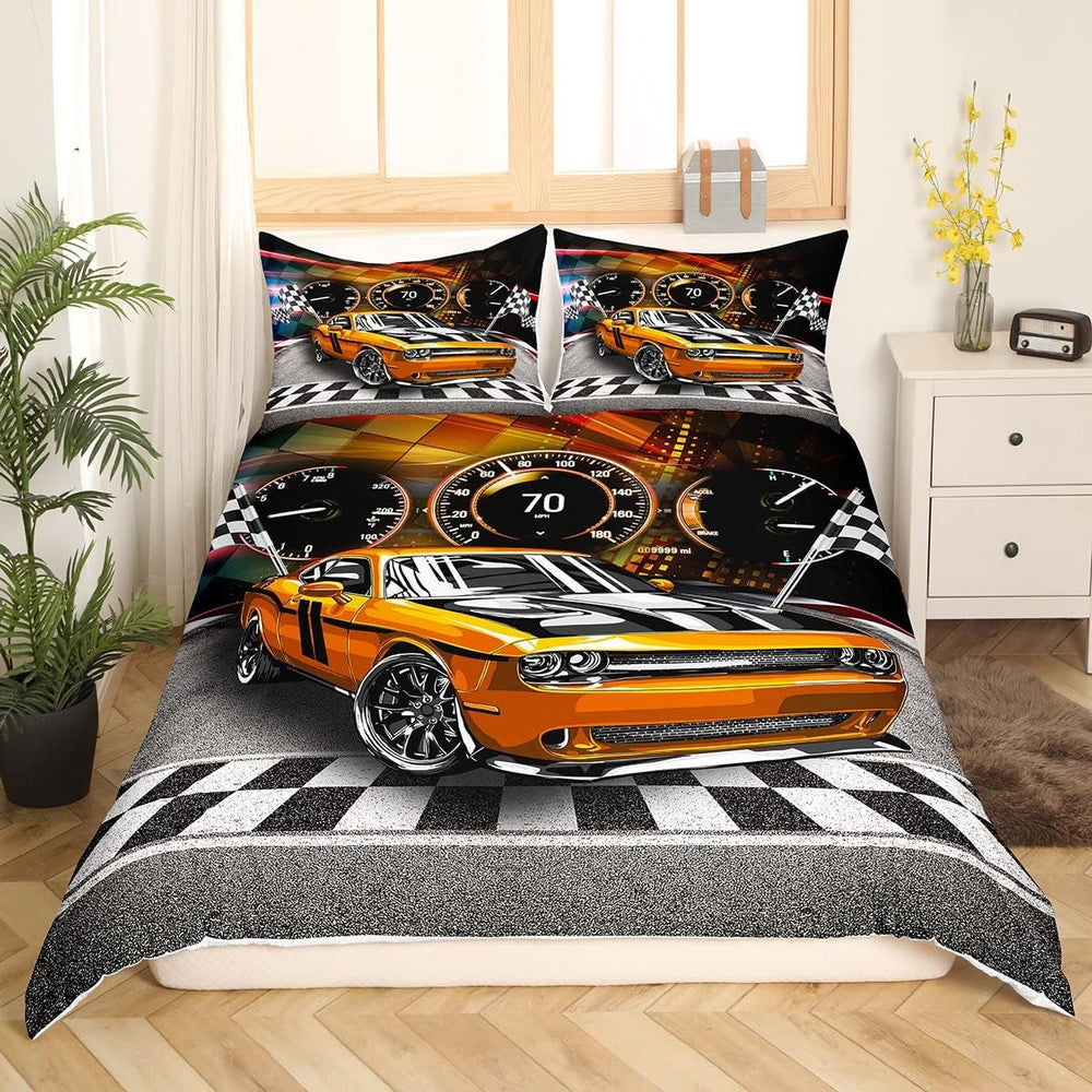 Jungen Cartoon Car Sengetøj Sæt 135X200,Kinder Bau Fahrzeuge Tröster Abdeckung Für Kind Kleinkind Teens,Dinosaurier Bettbezug,Traktor Maschinerie Bagger Bettdecke Abdeckung,Lkw Autos Bedtuffen Naty Shop Multi 9 135*200+80*80*1