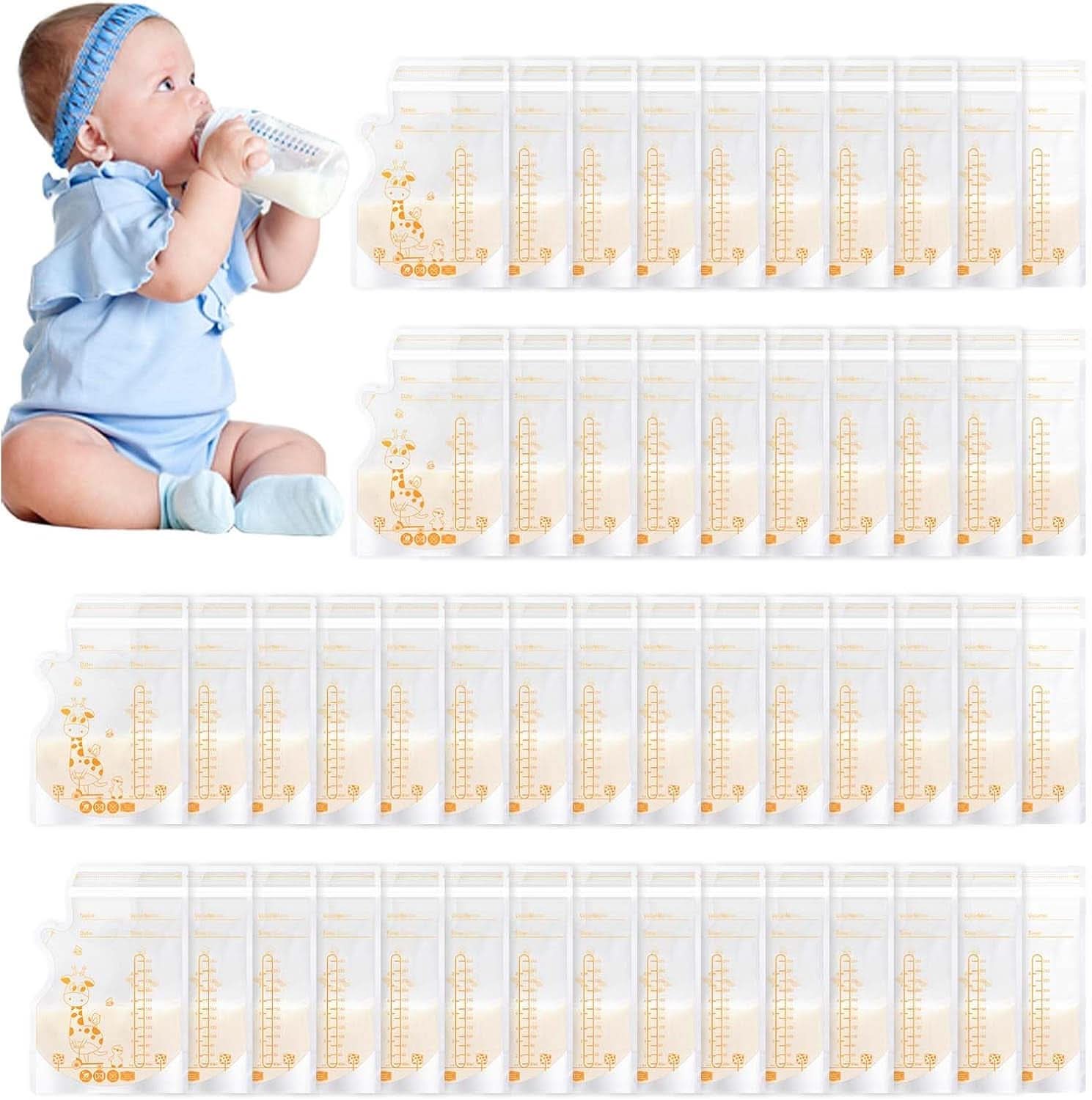 Vinabo 50 Stück Muttermilchbeutel, 250Ml Bpa-Free Muttermilk Opbevaringspose, Milchbeutel Für Muttermilch Mit Ausgießer Für Das Stillen, Selbststehender, Kann Eingefroren Werden, Vorsterilisiert Tilbehør Mad og Amning Baby Naty Shop