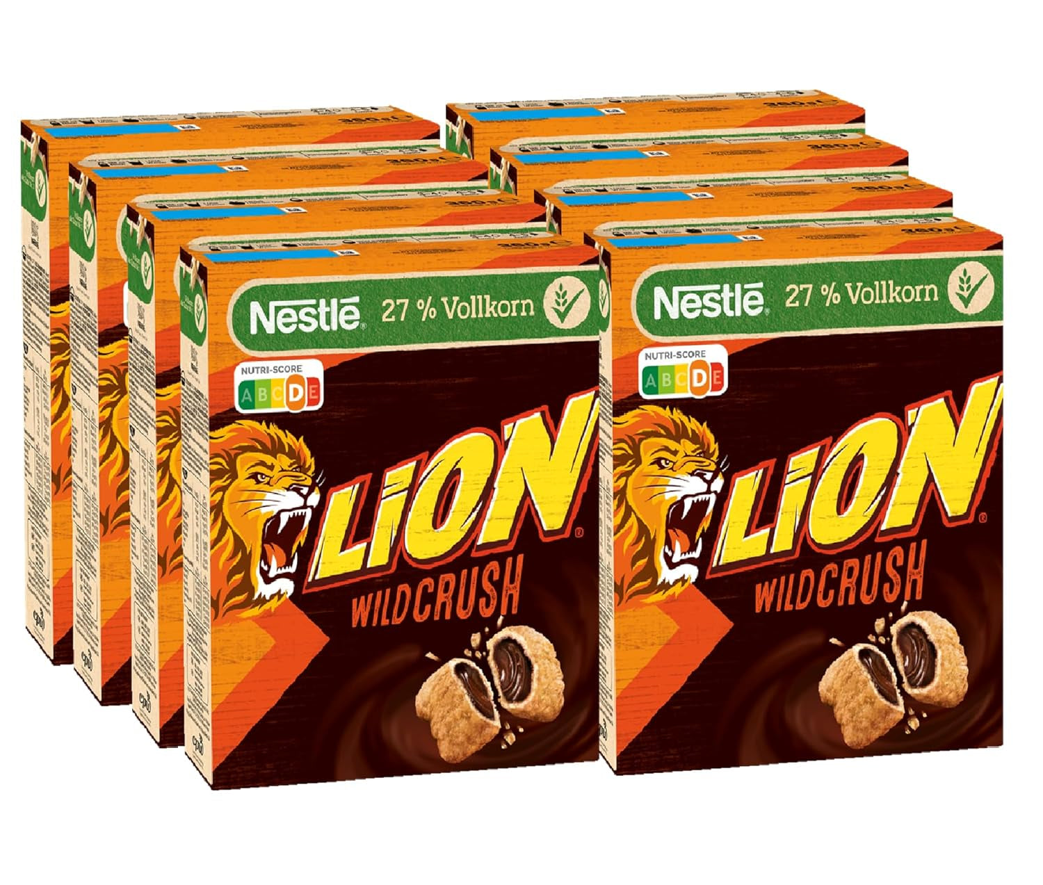 Nestlé LION WildCrush Chokolade Karamel morgenmadsprodukter 8-pak (8 x 360 g)