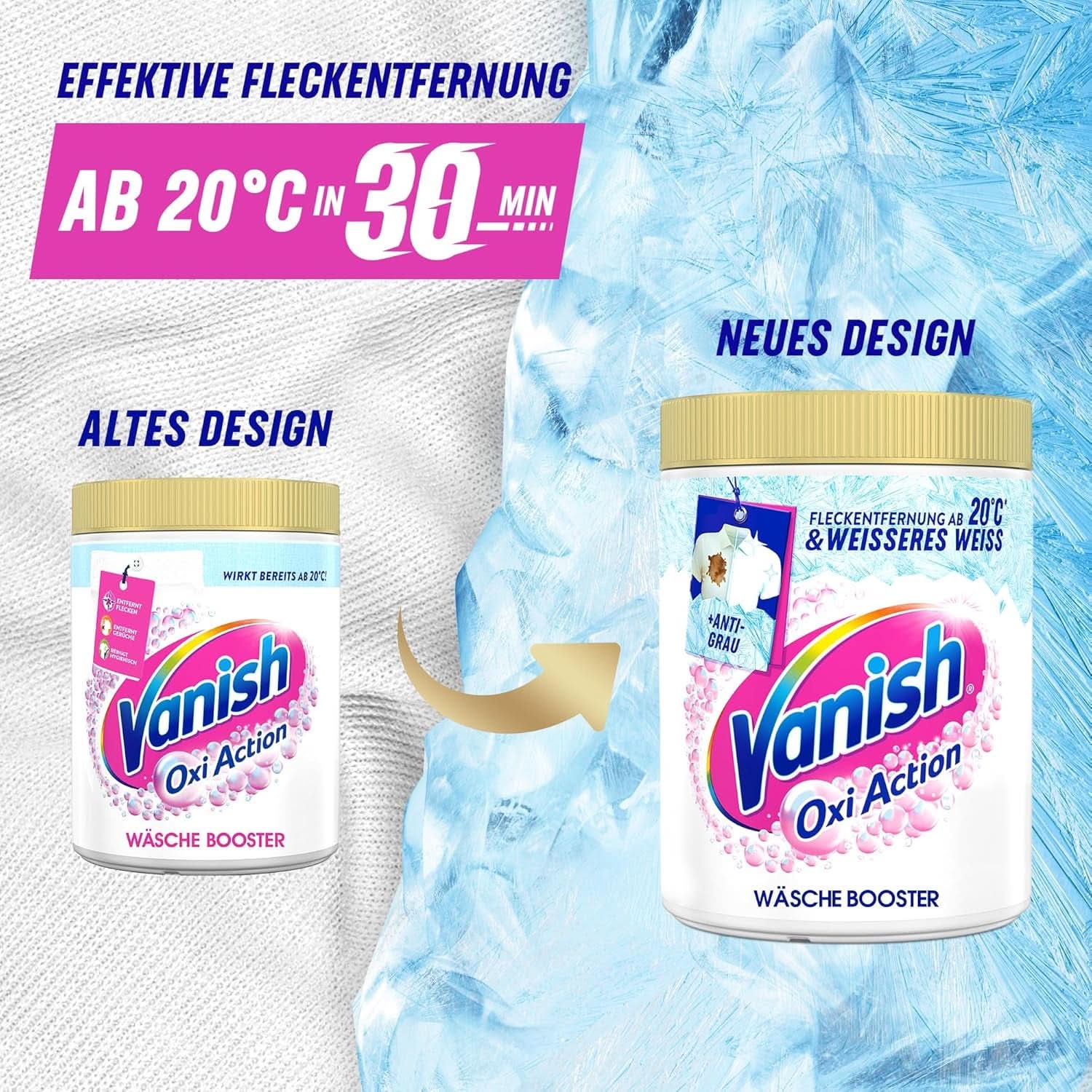 Vanish Oxi Action Powerwhite Powder - 1 X 1.125 Kg - pletfjerner og vaskepulver uden klor - til hvidt vasketøj Vaskemidler Naty Shop