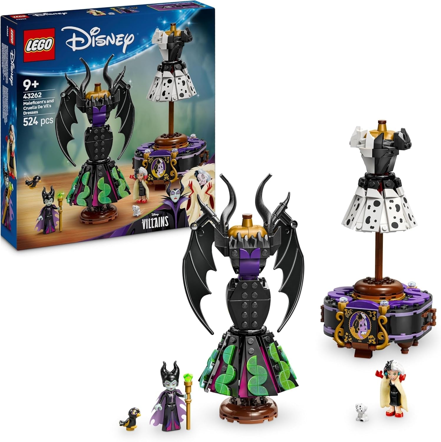 LEGO Ç€ Disney Villains The Dresses Of Maleficent And Cruella De Vil - Legetøj til drenge og piger fra 9 år - Inkl. 2 minidukker og 2 dyrefigurer - jubilæumsgave til fans 43262 byggesæt Besuche den LEGO-Store standardtitel