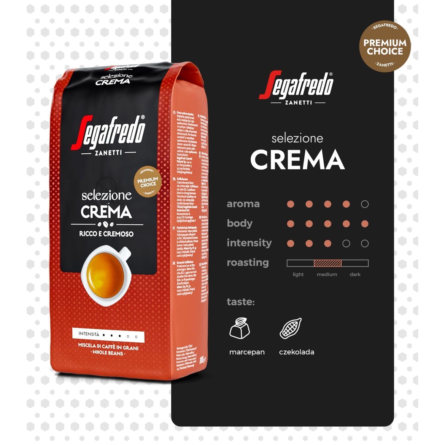 Segafredo Zanetti Selezione Crema Fasole, pachet de 6 (1 x 1 kg)
