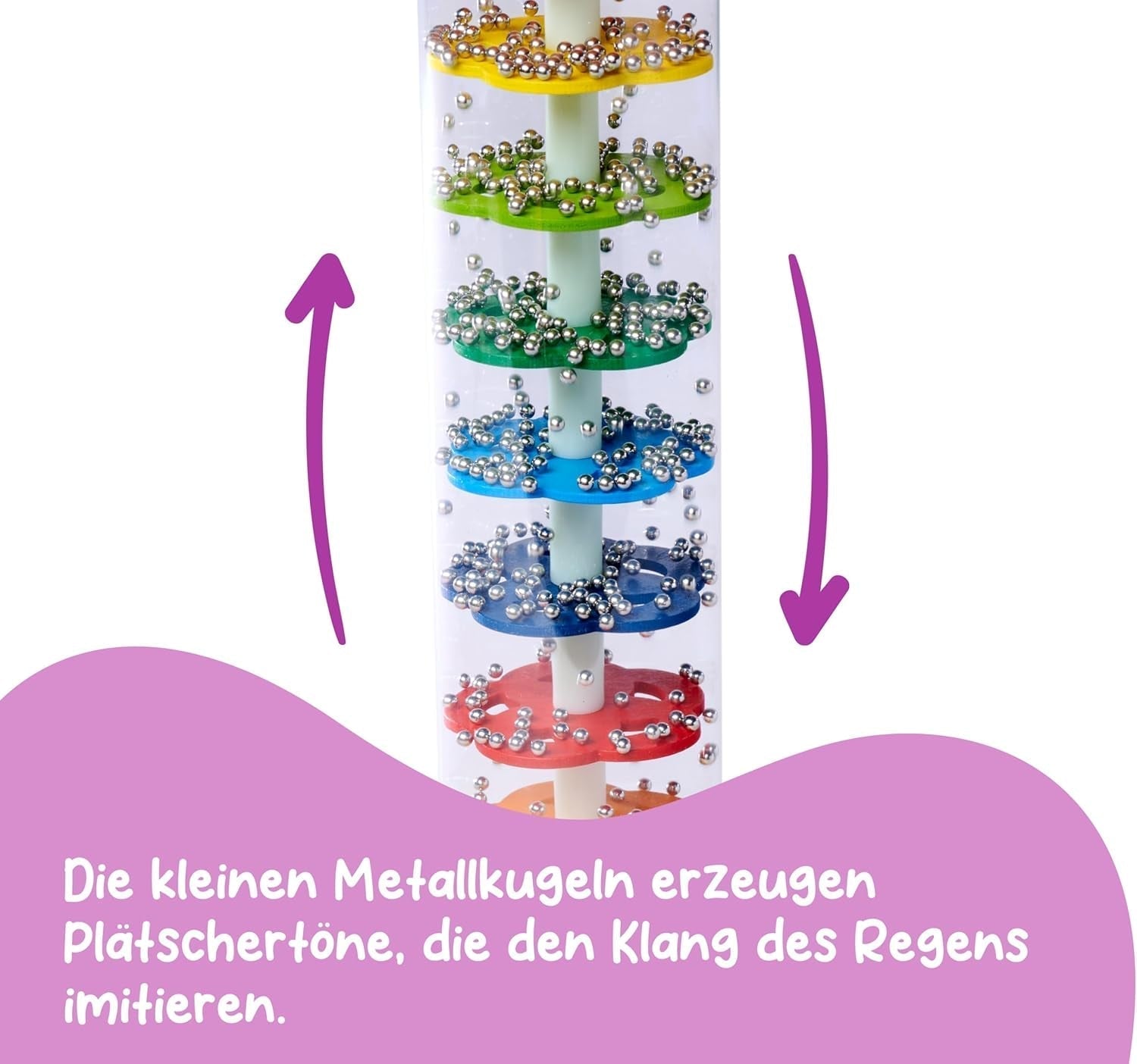 Eichhorn 100003446 - Rainmaker din lemn masiv, tub din plastic cu bile metalice, 32x5cm Jucarii Bebe Naty Shop