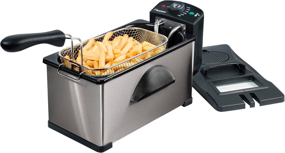 Bestron oliefrituregryde med koldzoneteknologi, 3,5 liter, 2000 watt Hvidevarer Naty Shop Silver Single