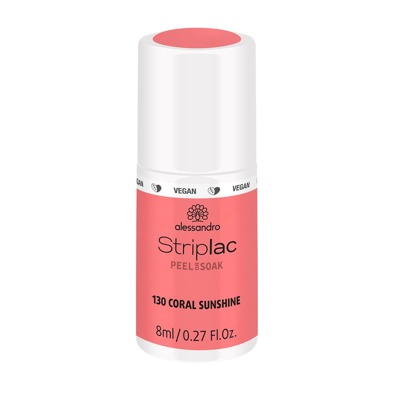 UV-neglelak alessandro Striplac Coral Sunshine – Delikat og langtidsholdbar – Nem fjernelse takket være fjernelsesteknologien – Vegansk og grusomhedsfri – 8 ml