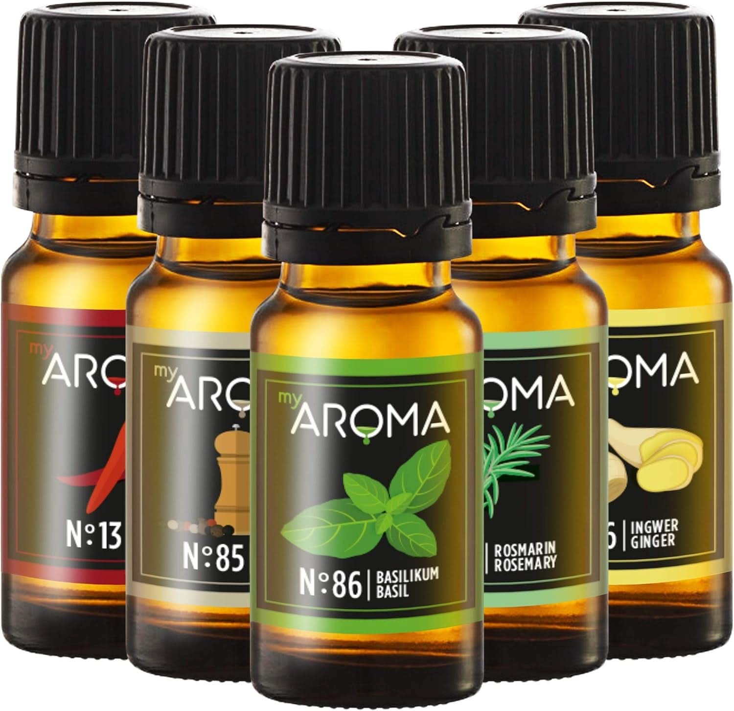 Myaroma | Sæt: Forest & Meadow - Ren naturlig smag med frugtsmag og frugtsmag (5 x 10 ml) | Sukkerfri og usødet Naty Shop Sweeteners Grillpande