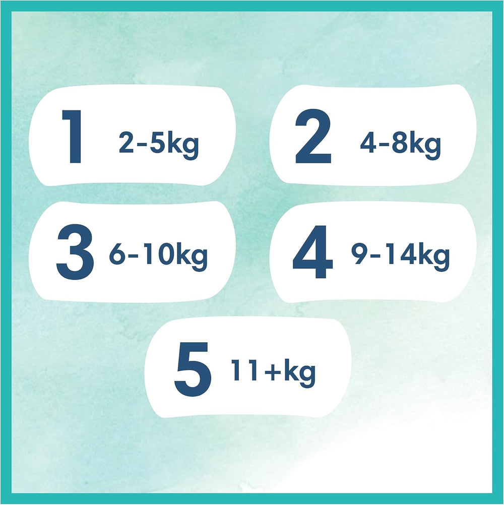 Pampers babybleer, størrelse 2 (4-8 kg), Harmony, Half Moon Box, skånsom hudbeskyttelse og urteingredienser, 240 Count