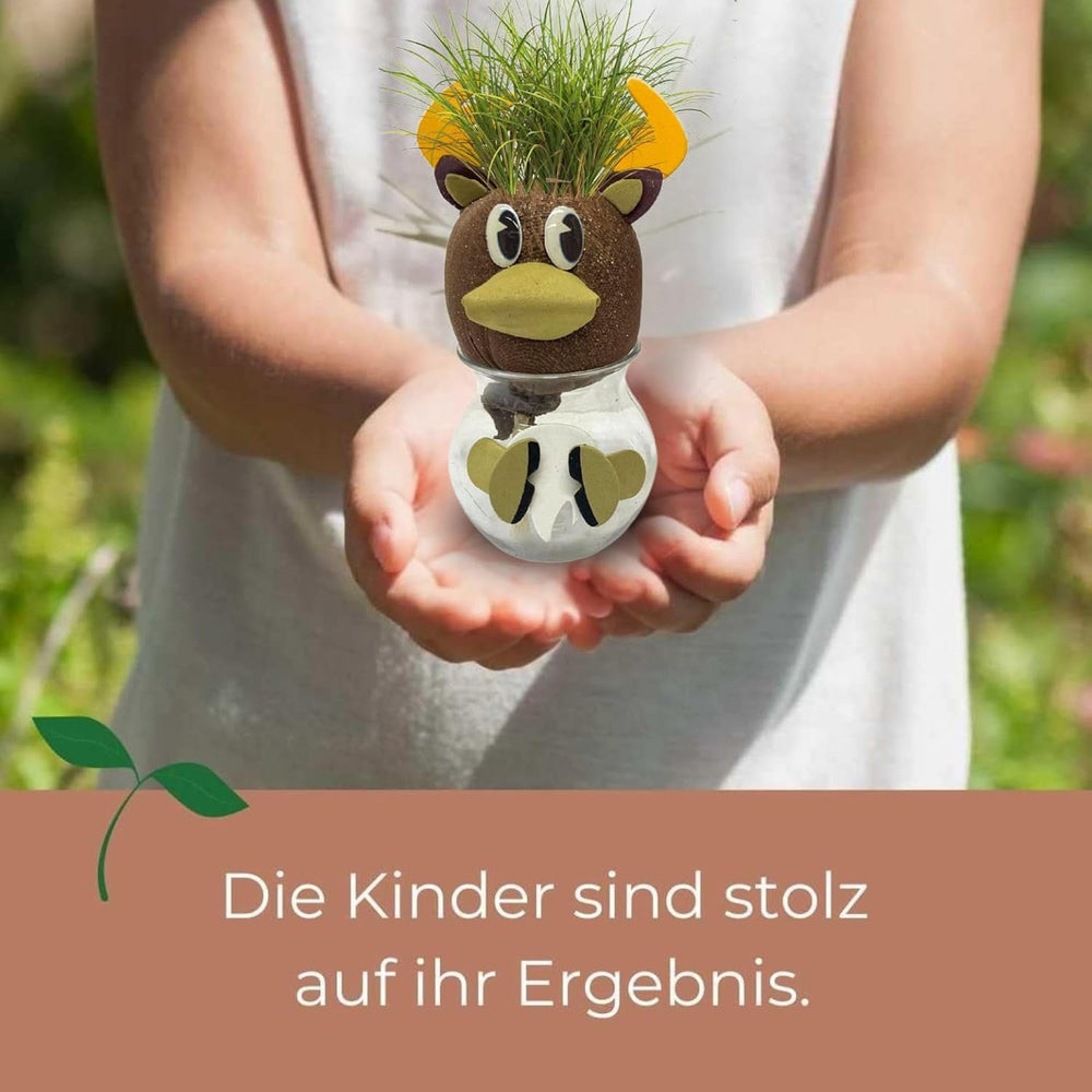 Bada Bing Graskopf 4er Sæt inkl. Wasserbehälter Waldtiere DIY Tiere – Rasenkopf Tierkopf mit Rasensamen – Experiment für Kinder – Spaß mit Lerneffekt – Geschenk Mitbringsel Kindergeburtstag Mitgebsel