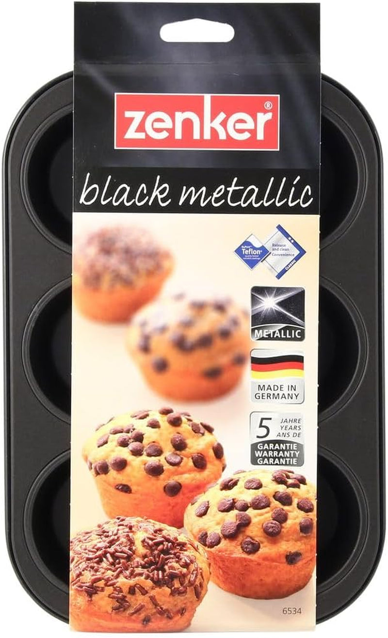 Zenker 6Er Muffinform Black Metallic, 275X190X30 Mm, Teflon Classic Antihaftbeschichtung, Hitzebeständig Bis 230°C, Leichte Reinigung, Ideal Für Köstliche Muffins Matrite si tavi pentru copt Naty Shop