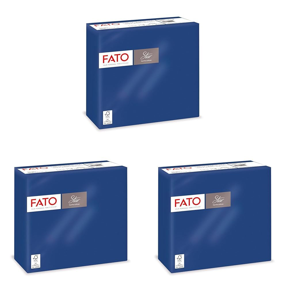 - Șervețele de hârtie de unică folosință, moi și blânde, pachet de 40 de șervețele, dimensiune 38X38 pliate în 4, 2 straturi, culoare albastru noapte, 100% hârtie din celuloză pură, certificate Fsc (pachet de 3)