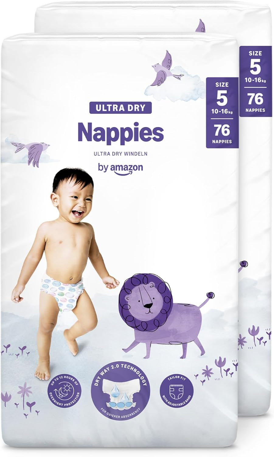 Amazon Ultra Dry Bleer, størrelse 3 (4-9 kg) - Månedlig æske, hvid, 172 antal (2 pakker af 86) (tidligere Mama Bear, identisk produkt)