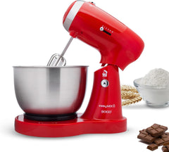 SS-14506 Küchenmaschine, Mixer Und Mixer 3-I-1 Mit Drehschüssel, Stäbchen Und Haken Zum Kneten Aus Edelstahl, 5 Geschwindigkeiten, 3,2 Liter (Rot) Mother and Child Naty Shop