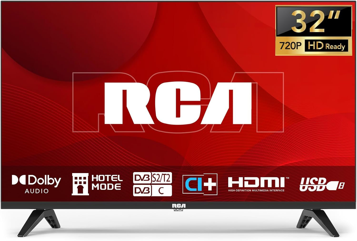 Televizor RCA TV, 32 inch (80 cm), fără ramă, LED HD, tuner triplu (DVB-T/T2-CS/S2), HDMI, CI+, player media USB, mod hotel, Dolby Audio (NRB32HQ1, 2024)