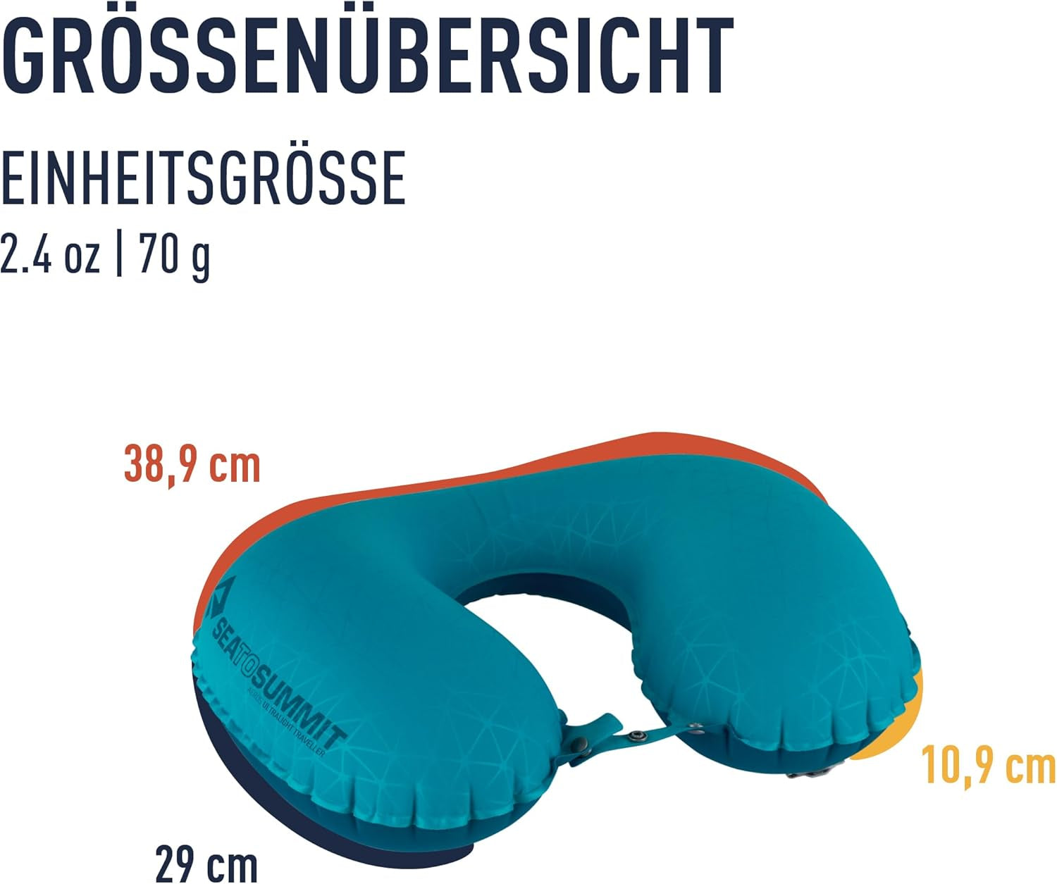 Sea to Summit - Pernă lombară premium Aeros - Pernă gonflabilă pentru spate - Alinare spate - Material poliester 50D - Geantă compactă de călătorie - Serviciu, călătorii și excursii cu mașina - Albastru acvatic - 70g