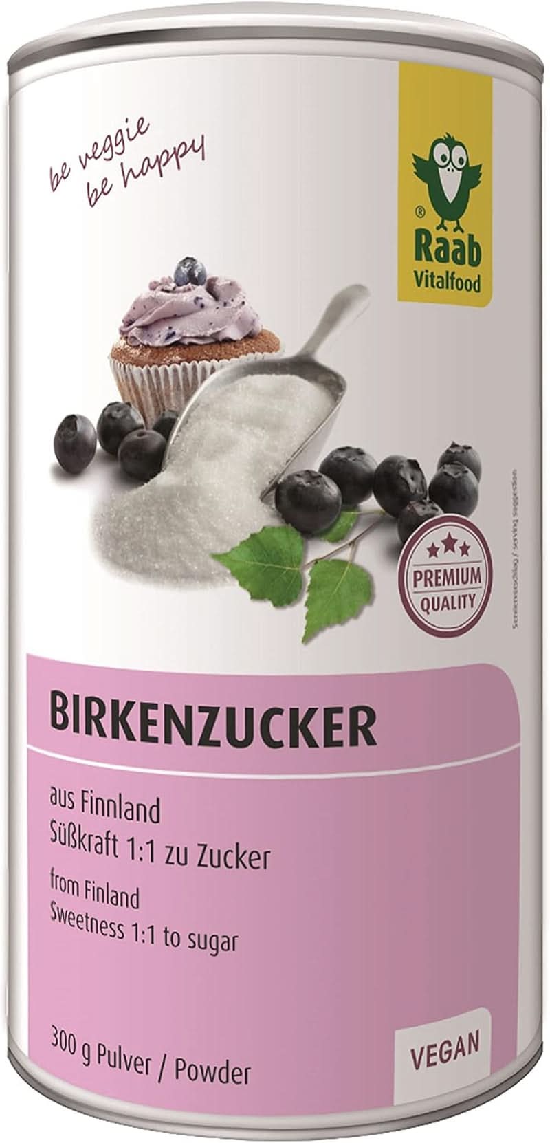 Raab Vitalfood Premium, Birkesukker med Xylitol sødemiddel, Vegansk, 1:1 Alternativ til sukker, 300 gram Sødemidler Naty Shop