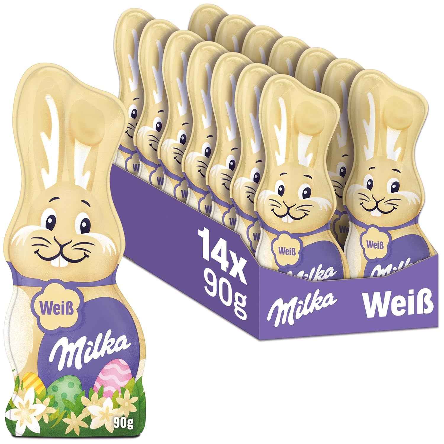 Milka Smiling Bunny White - Påskechokolade lavet af hvid chokolade i form af en kanin - 14 x 90g