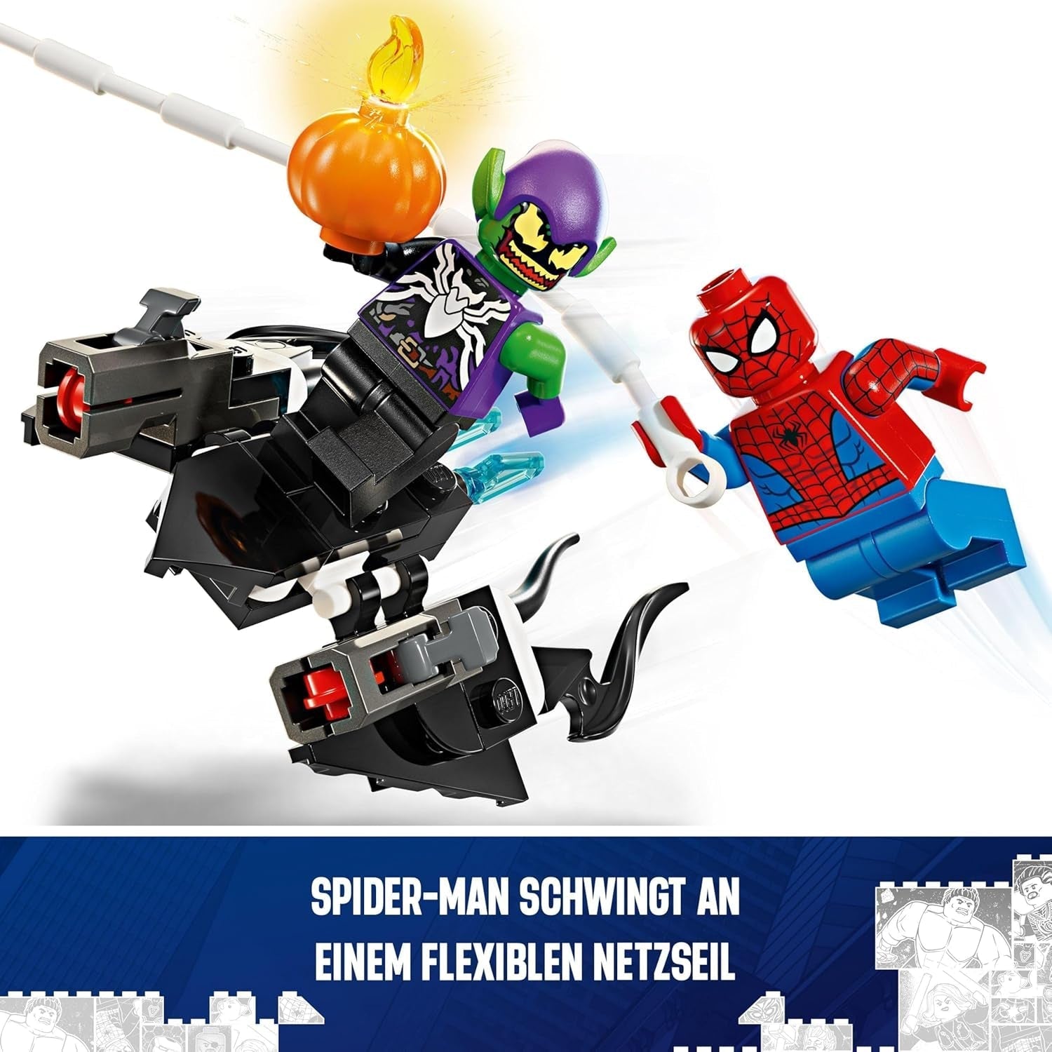 LEGO Marvel Spider-Man Race Car & Venom Green Goblin, Spidey Rollelegetøj med superheltefigurer og bygbar bil, Gave til børn, drenge og piger 7 år 76279 Byggesæt Beuche den LEGO-Store