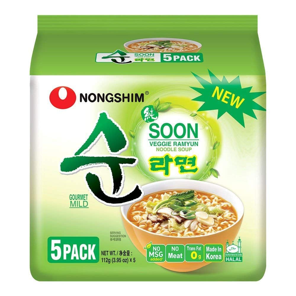 NONGSHIM - Soon Veggie Ramyun Instant Nudles - 6 x 112 g - Multi Pack