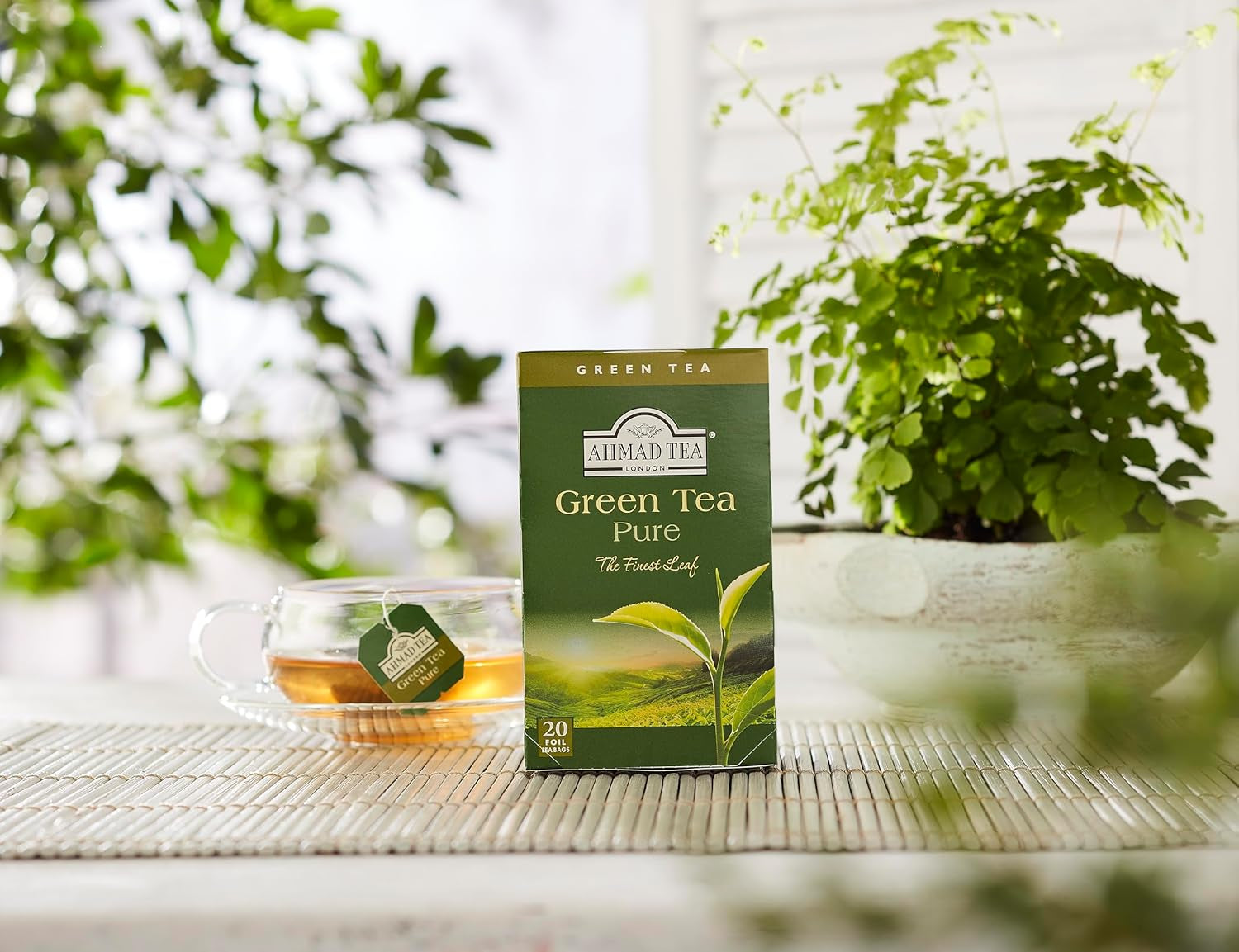 Ahmad Tea - Ceai verde - Pliculețe de ceai ambalate individual, cu aromă sigilată, cu 2 g de ceai per porție - 20 pliculețe de ceai cu bandă (pachet cu 2)