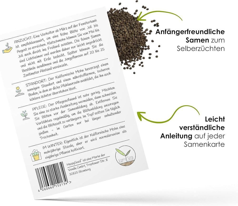 California Poppy Seed Mix (Eschscholzia californica) - Smukke blomstrende valmuer med en lang blomstringsperiode til en farverig blomstereng (California Poppy)