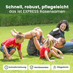 LERAVA® EXPRESS Rasensamen Schnellkeimend Frühjahr (30M²) - Premium Samen Für Trockenrasen & Schattenrasen - Rasensamen Nachsaat Für Lückenlosen Rasen - Grassamen Schnellkeimend - Rasensaat Turbo -