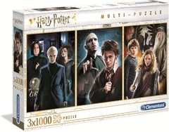 Clementoni 61884 Harry Potter - 3 x 1000 brikker puslespil fra 9 år gammel, farverigt puslespil for voksne med dristige farver, færdighedsspil for hele familien, fantastisk gaveidé-puslespil Naty Shop standardtitel