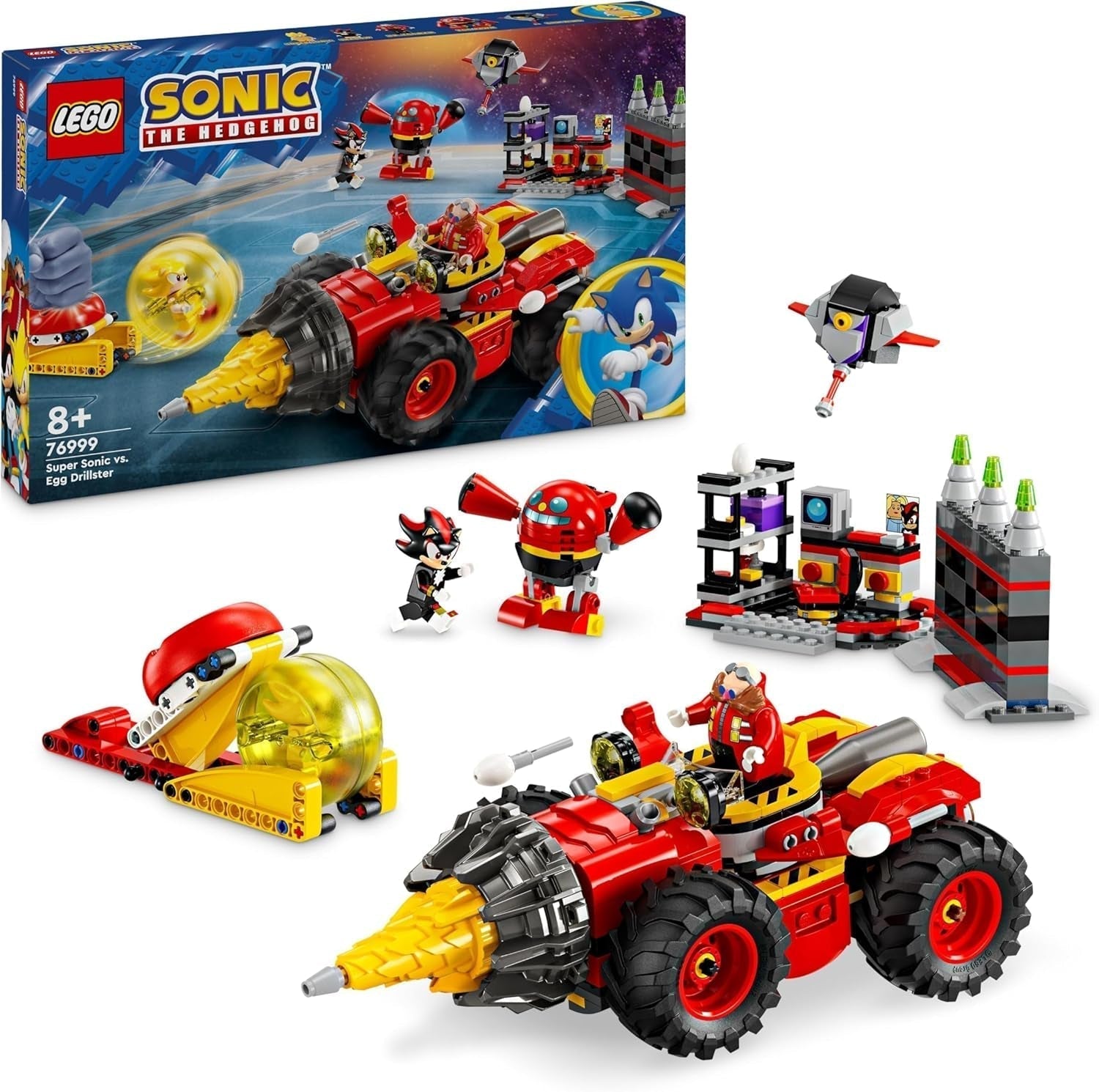 LEGO Sonic the Hedgehog Super Sonic vs. Egg Drillster Adventure videospilsæt Kids Gift Shadow og Dr Eggman Sæt til drenge og piger 8 år 76999 Byggesæt Besuche den LEGO-Store Standardtitel