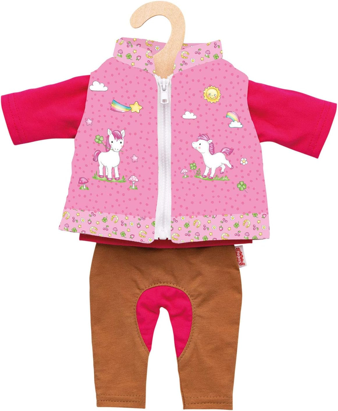 Heless 1070 - Bekleidungs-Set for Puppen, Reiter-Outfit Lina, 3 teilig med Hose, Shirt og Veste, Größe 28 - 35 cm