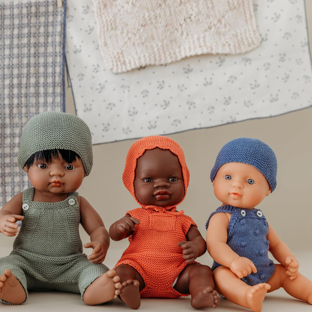 Păpușă Miniland Baby, băiat african, 32 cm, anatomic corect