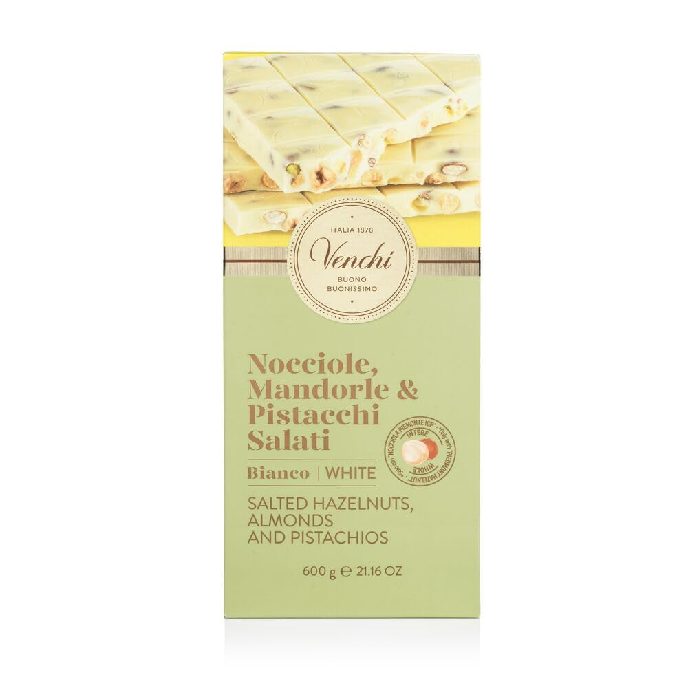 Venchi - White Chocolate Maxi Bar, saltet, 600 g, glutenfri, ingen kunstige farver og ingen konserveringsmidler