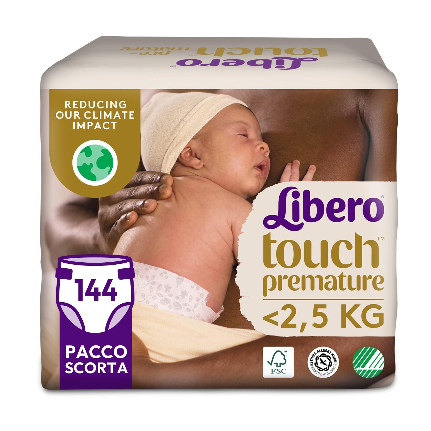 Libero Touch Open Babybleer, 144 Premature Babybleer <2,5 kg, 6 pakker med 24 engangsbleer