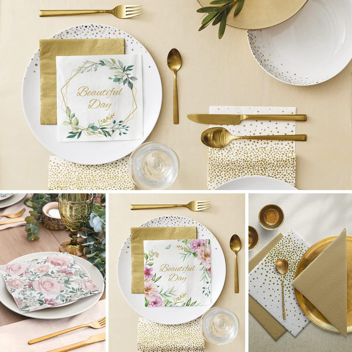 PAW - Șervețele 3 straturi (33 X 33 Cm) I 20 bucăți I Perfect pentru zile de naștere, petreceri, nunți, comuniuni și sărbători I Șervețele de hârtie colorate - flori, trandafiri I Culoare: Floral Moments (pachet cu 2)